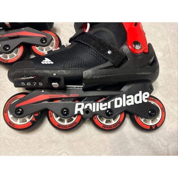 Rollerblade Mens Size 8 Microblade Black Red Adjustable Inline Skates - Picture 4 of 7
